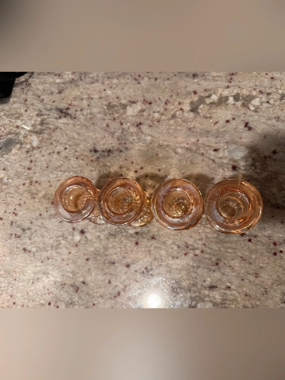 Vintage Rose-Tinted Glass Candle Holders - Set of 4